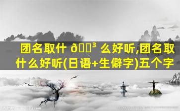 团名取什 🌳 么好听,团名取什么好听(日语+生僻字)五个字